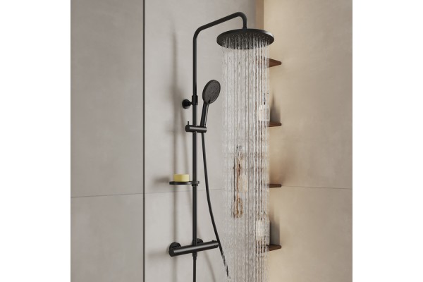 Смеситель термостатический для душа со стойкой и тропической лейкой Milardo Ideal Spa