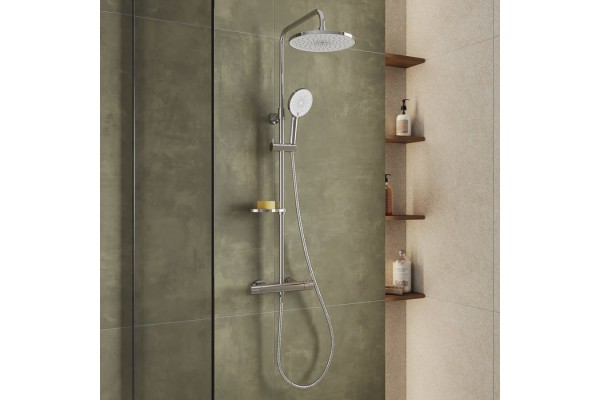 Смеситель термостатический для душа со стойкой и тропической лейкой Milardo Ideal Spa