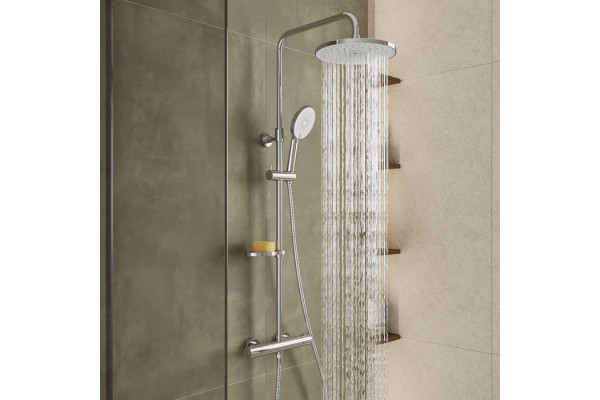 Смеситель термостатический для душа со стойкой и тропической лейкой Milardo Ideal Spa