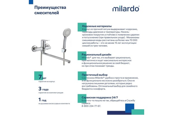 Смеситель для ванны и душа Milardo Demi