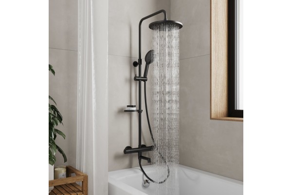 Смеситель термостатический для ванны со стойкой и тропической лейкой Milardo Ideal Spa