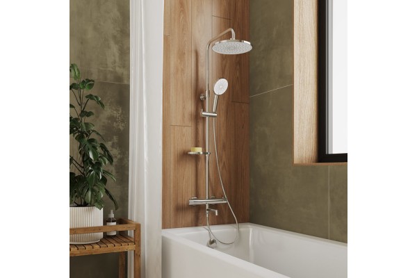 Смеситель термостатический для ванны со стойкой и тропической лейкой Milardo Ideal Spa
