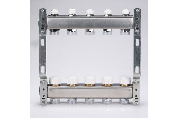 Коллекторная группа Valtec VTc.582.EMNX.0603 отводов 3, нержавеющая сталь,  радиаторная разводка