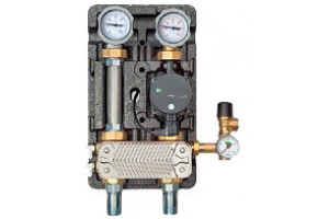 Насосная группа Meibes UK Поколение 8 прямая 1 с насосом Grundfos UPS 25-60 т/о 36 пл. с разделительным теплообменником