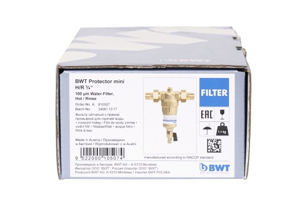 BWT Protector mini H/R 3/4 фильтр механической очистки горячей воды, 810507