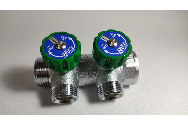 FAR коллектор 1 x 3/4 с 2 отводами EK евроконус с вентилями, FK 3821 134