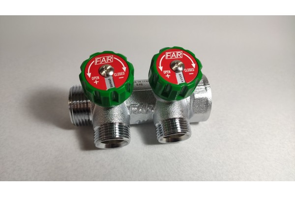 FAR коллектор 1 x 3/4 с 2 отводами EK евроконус с вентилями, FK 3821 134