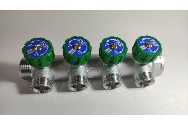 FAR коллектор 1 x 3/4 с 4 отводами EK евроконус с вентилями, FK 3824 134