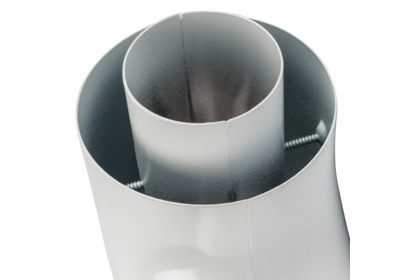 STOUT Элемент дымохода отвод коаксиальный 90°  DN60/100, п/м уплотнения и хомут в комплекте (с логотипом)
