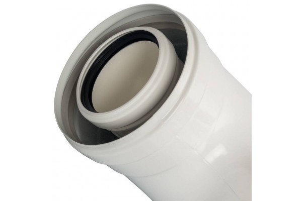 STOUT Элемент дымохода конденсац. колено 90°/ адаптер 90° DN60/100 м/п PP-FE (совместим. с Baxi,Viessmann)