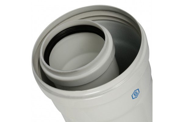 STOUT Элемент дымохода конденсац. труба  2000 мм DN60/100 м/п PP-FE