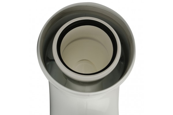 STOUT Элемент дымохода конденсац. угол 90° DN60/100 м/п с инспекционным окном PP-FE