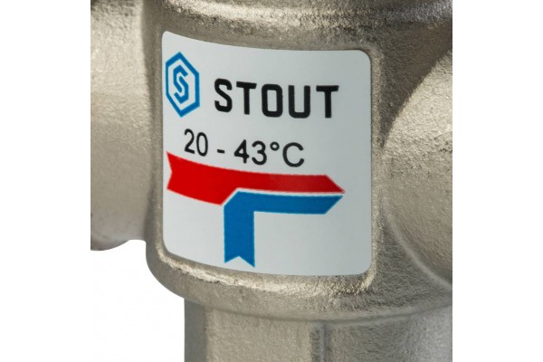 STOUT Термостатический смесительный клапан для систем отопления и ГВС 1 НР 20-43°С KV 2,5