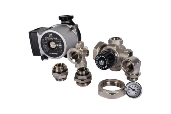 STOUT Насосно-смесительный узел с термостатическим клапаном; Grundfos UPSO 25-65 130