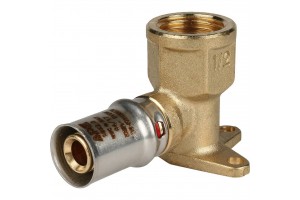 STOUT Угольник настенный с креплением короткий 1/2х16 для металлопластиковых труб прессовой