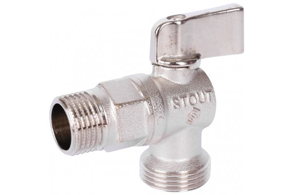 STOUT кран шаровой угловой НН 1/2x3/4 для стиральных и посудомоечных машин бабочка