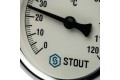 STOUT Термометр биметаллический с погружной гильзой. Корпус Dn 63 мм, гильза 50 мм 1/2, 0...120°С
