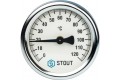 STOUT Термометр биметаллический накладной с пружиной. Корпус Dn 63 мм, 0...120°С, 1-2