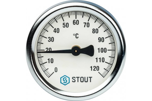STOUT Термометр биметаллический накладной с пружиной. Корпус Dn 63 мм, 0...120°С, 1-2