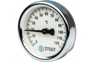 STOUT Термометр биметаллический накладной с пружиной. Корпус Dn 63 мм, 0...120°С, 1-2