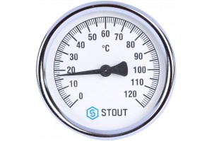 STOUT Термометр биметаллический накладной с пружиной. Корпус Dn 80 мм, 0...120°С, 1-2