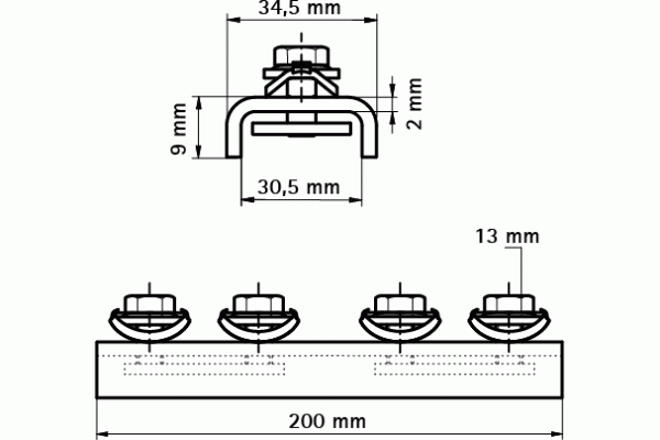 Walraven Соединитель профиля U-образный BIS RapidRail WM0-35 200 мм