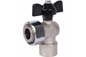 STOUT кран шаровой угловой с накидной гайкой ВВ 1/2x3/4 бабочка