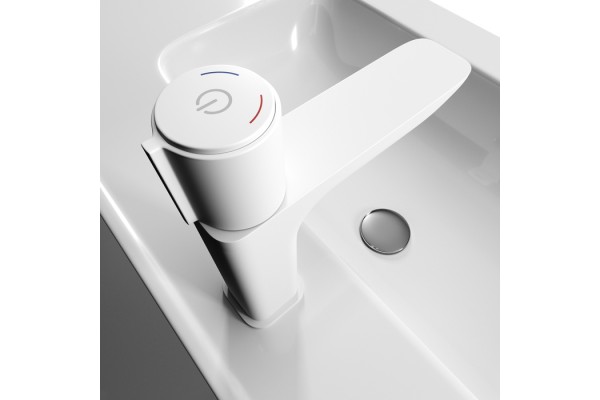 Смеситель для умывальника с инновационным управлением Push Control белый матовый IDDIS Slide