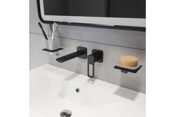 Встраиваемый смеситель для умывальника IDDIS черный матовый, Slide