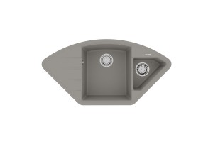 Кухонная мойка Lemark IRKANA 980 врезная угловая с доп. чашей и крылом из кварцгранита цвет: Грей