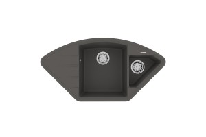 Кухонная мойка Lemark IRKANA 980 врезная угловая с доп. чашей и крылом из кварцгранита цвет: Серый шёлк