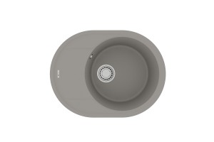 Кухонная мойка Lemark LACHA 620 врезная овальная с крылом из кварцгранита цвет: Грей