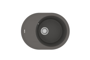 Кухонная мойка Lemark LACHA 620 врезная овальная с крылом из кварцгранита цвет: Серый шёлк