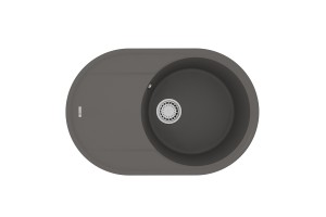 Кухонная мойка Lemark LACHA 760 врезная овальная с крылом из кварцгранита цвет: Серый шёлк