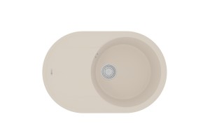 Кухонная мойка Lemark LACHA 760 врезная овальная с крылом из кварцгранита цвет: Шампань