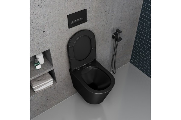 Унитаз безободковый D&K Venice черный подвесной
