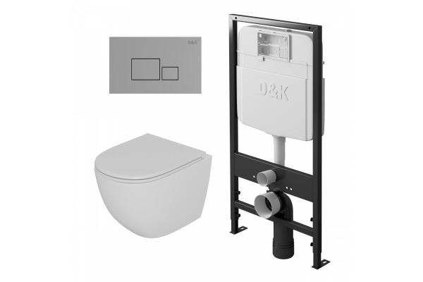 Комплект D&K DS1391606 унитаз DT1396016, инсталляция DI8055119, клавиша смыва DB1519001