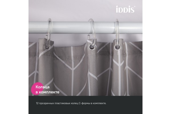 Штора для ванной IDDIS Base 200x240 см, Полиэстер