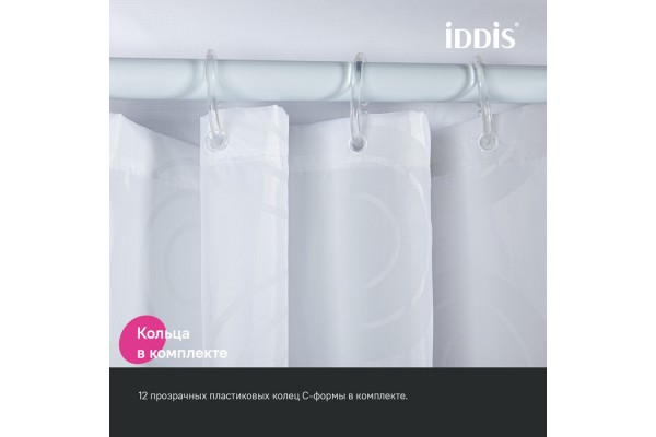 Штора для ванной IDDIS Base 200x240 см, Полиэстер