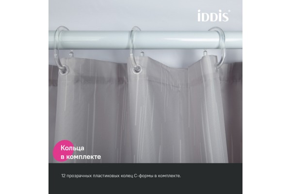 Штора для ванной IDDIS Base 200x240 см, Полиэстер