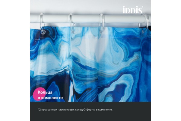 Штора для ванной IDDIS Base 200x180 см, Полиэстер