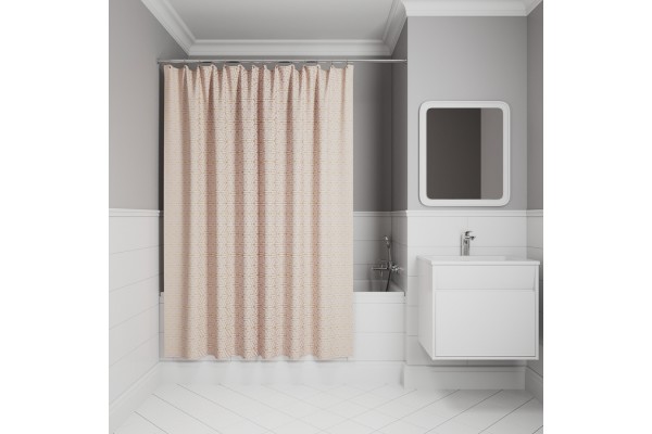 Штора для ванной IDDIS Base 200x240 см, Полиэстер, розовый