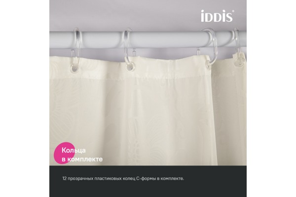 Штора для ванной IDDIS 200x180 см, Полиэстер