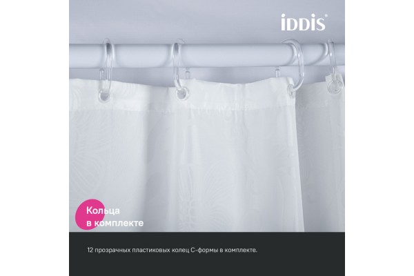 Штора для ванной IDDIS 200x180 см, Полиэстер