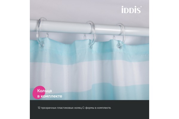 Штора для ванной IDDIS 200x180 см, Полиэстер