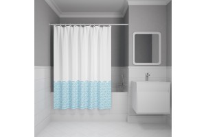 Штора для ванной, 200x180 см, Полиэстер, голубой, IDDIS