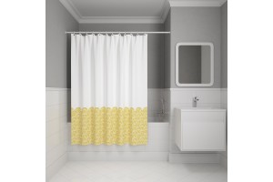 Штора для ванной, 200x180 см, Полиэстер, желтый, IDDIS