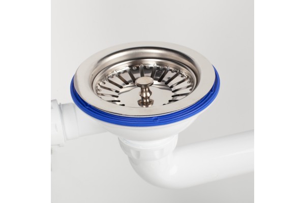 Сифон IDDIS для двойной мойки с выпуском 3 1/2 с переливом и отводом Kitchen Line