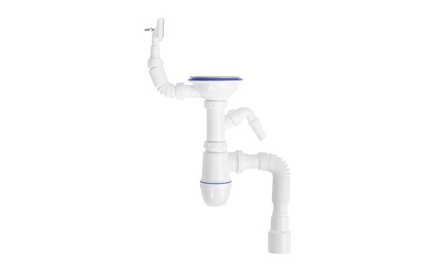 Сифон IDDIS для мойки с выпуском 3 1/2 с переливом и и отводом Kitchen Line