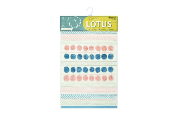 Коврик для ванной 1-ый Fixsen LOTUS, mix (розовый+синий+белый+серый), 50х80см